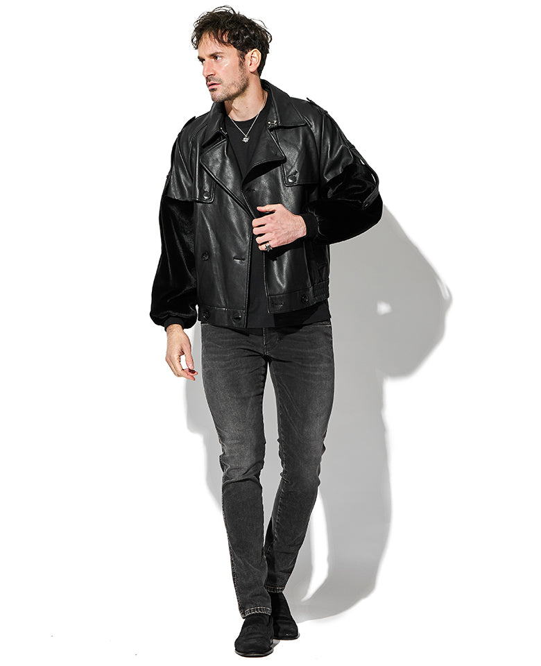 エコレザートレンチブルゾン