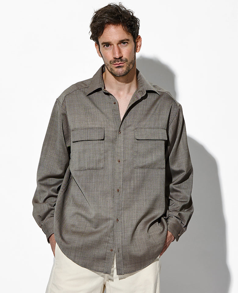 ウールシャンブレーシャツ