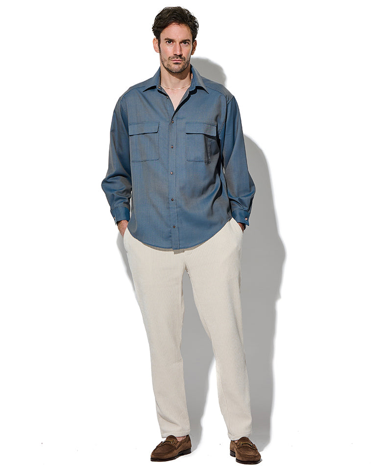 ウールシャンブレーシャツ