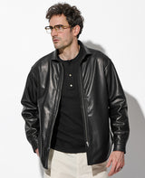 LEON別注 レザーリメイクジップシャツ