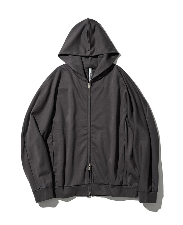 コットンストレッチテリー ジップアップフーディー