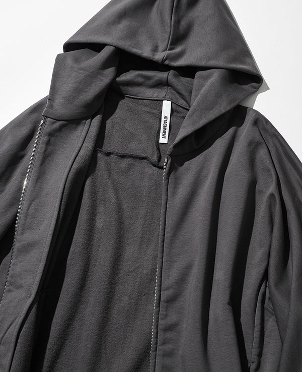 コットンストレッチテリー ジップアップフーディー