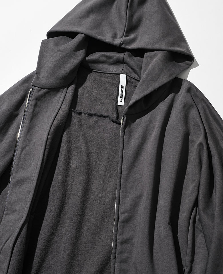 コットンストレッチテリー ジップアップフーディー