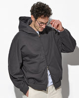 コットンストレッチテリー ジップアップフーディー