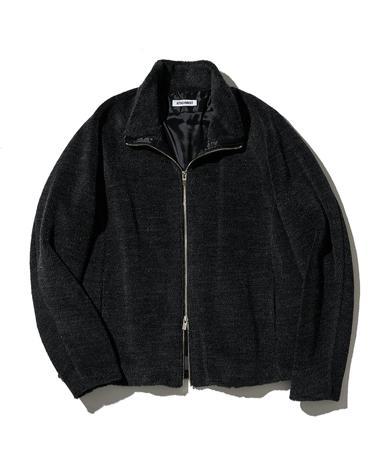 ウール/アルパカ ボア ジップアップブルゾン