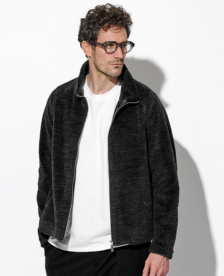 ウール/アルパカ ボア ジップアップブルゾン