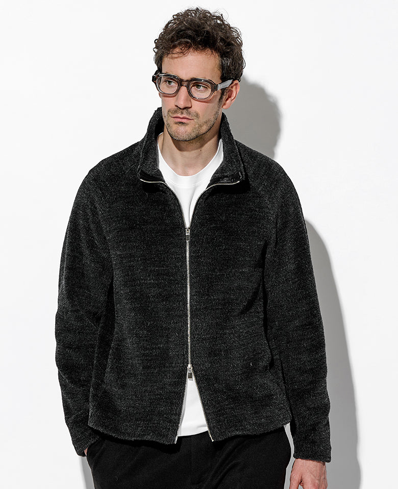 ウール/アルパカ ボア ジップアップブルゾン