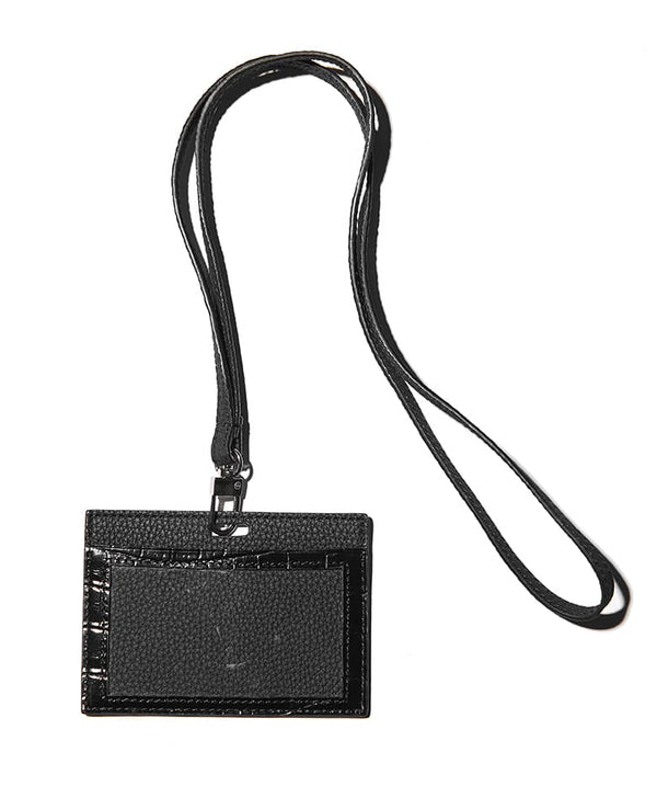 ID card holder in embossed croco leather