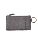Mini zip wallet with key ring, shrink leather