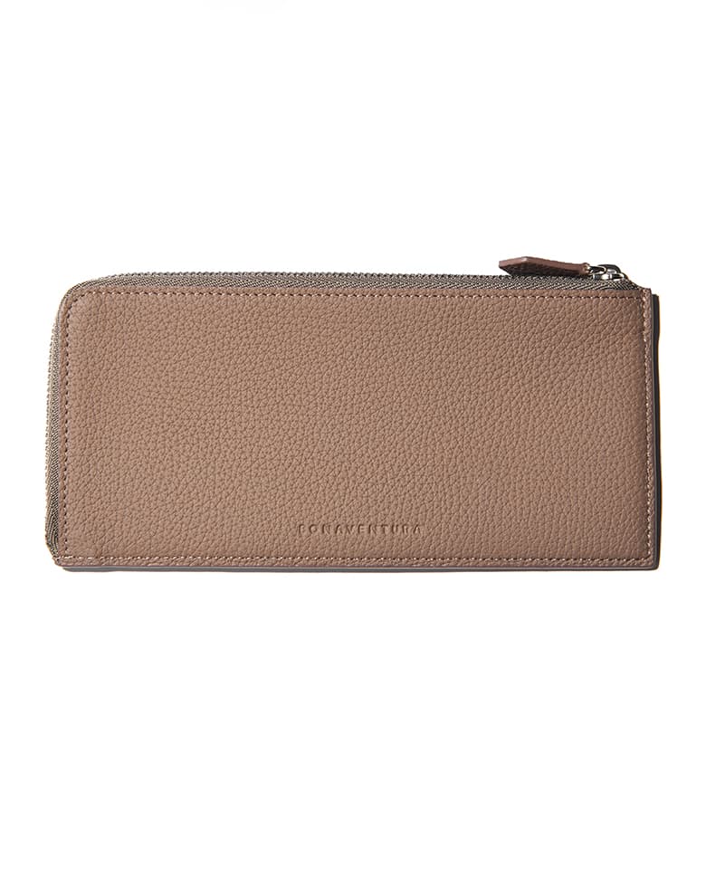 Long L-shaped zip wallet in embossed croco leather