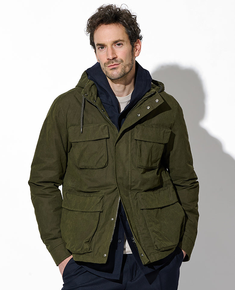 HERNO Laminar コンビネーションジップアップブルゾン 干場 LEON HERNO（ヘルノ） ブルゾン アウター HERNO LAMINAR COTTON SWEATER