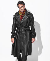 leather drape coat