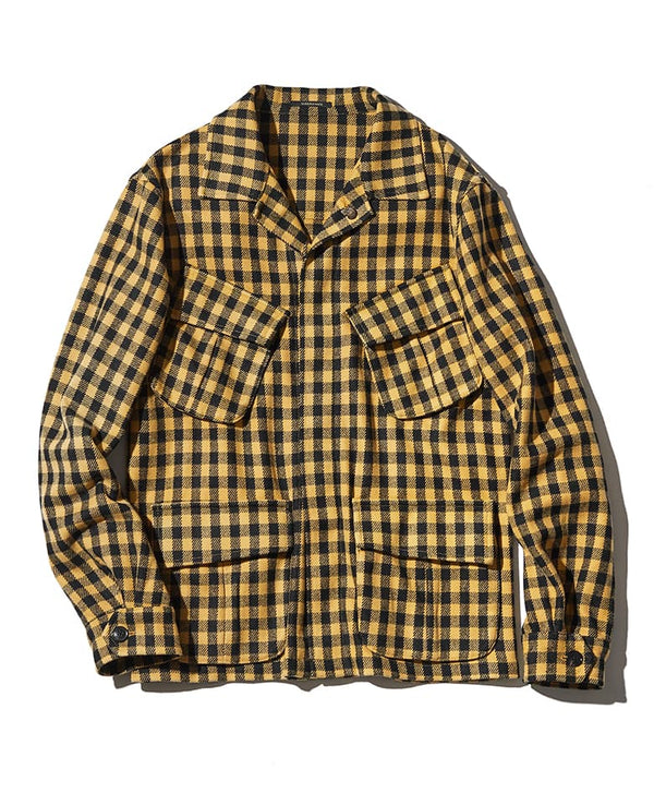 Garment dye check military jacket