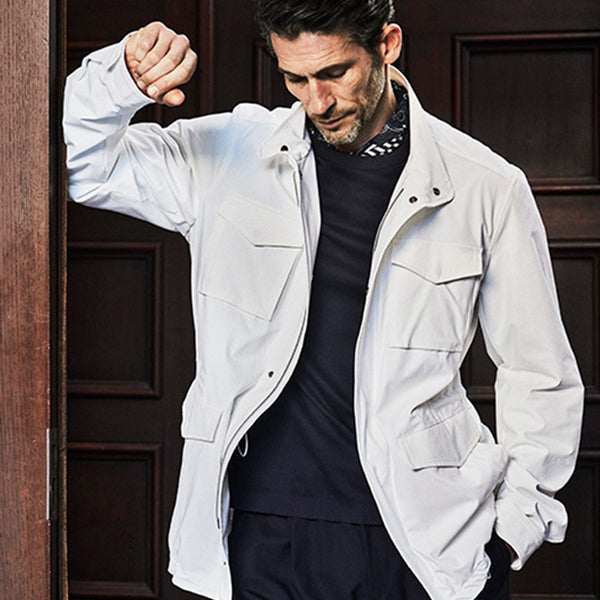 HERNO・ヘルノ　刺繍入り　ノーカラージャケット レディース 刺繍入りフランネル ジャケット アイアン | Herno® (ヘルノ)