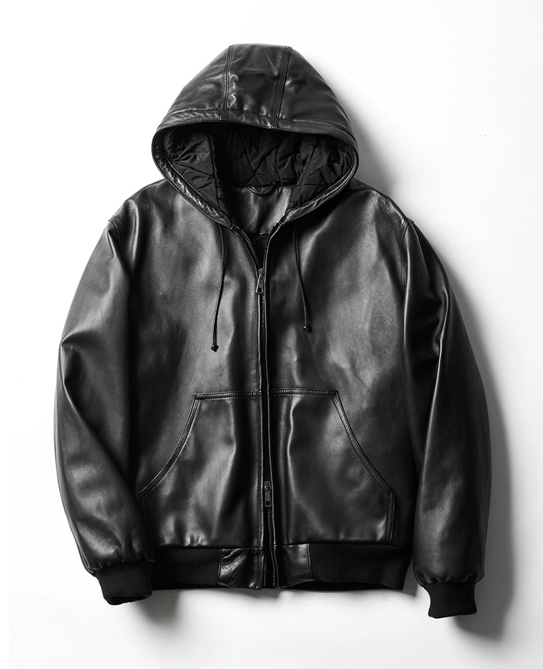 フーデッドレザーブルゾン – 買えるLEON