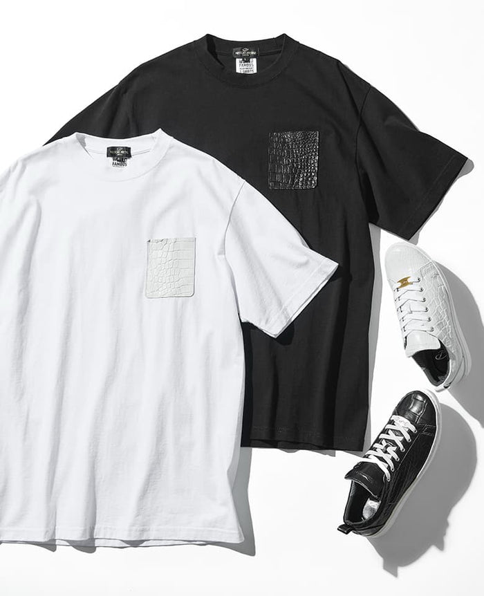WILD CATS ポケット付き黒Tシャツ クロコポケット付きTシャツ – 買えるLEON
