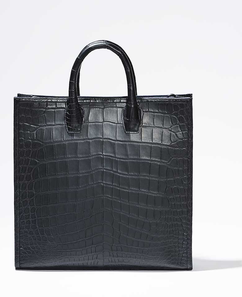 Genuine crocodile leather square tote bag
