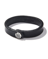 Leather snap bracelet small w/ rosette black