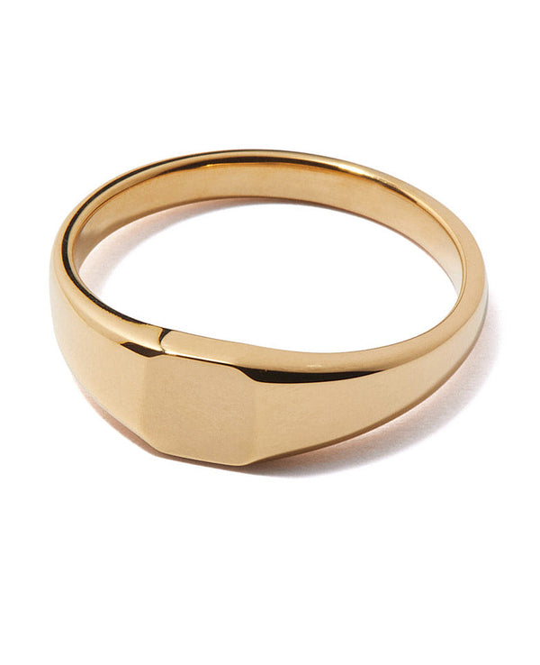 [Initials selectable] Octagon signet ring slim