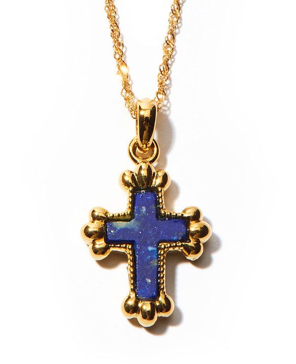 K18YG lapis lazuli cross pendant