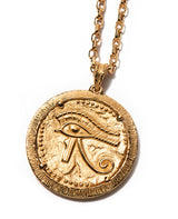 Egyptian mythology antique coin style pendant Udjat's eye