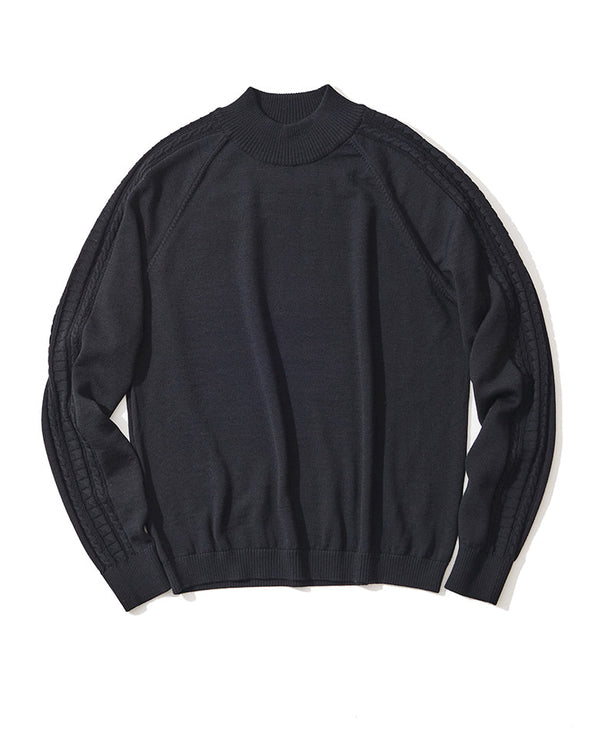 SIDE CABLE MOCK NECK KNIT