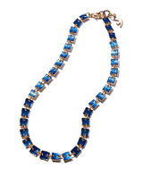Enamel square necklace blue