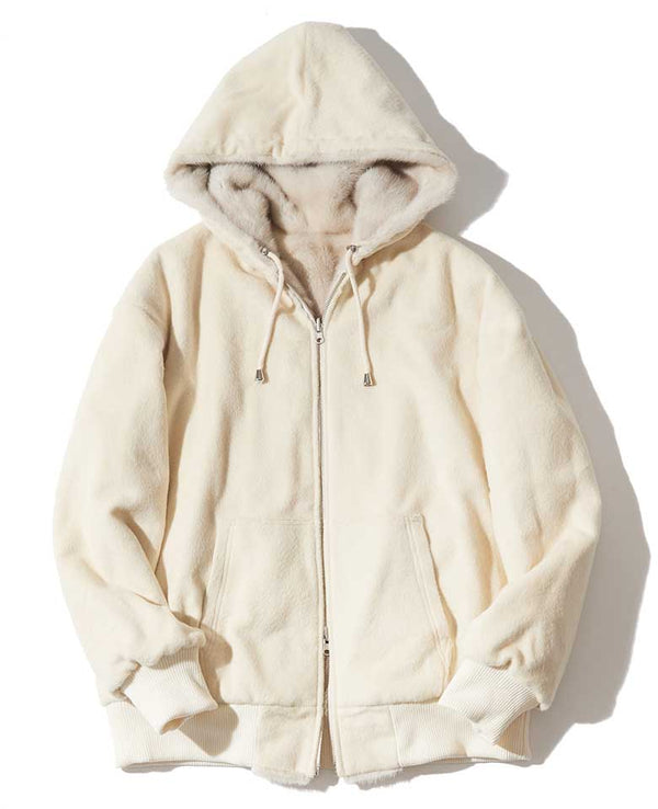 reversible fur hoodie