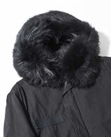 BLACK PARKA QUILT RACOON FUR
