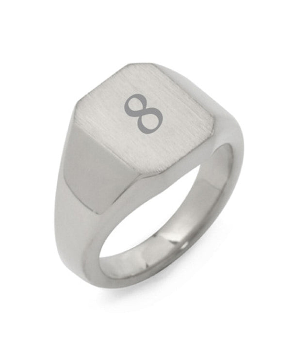 [Initials can be selected] Octagon stamp ring (hairline)
