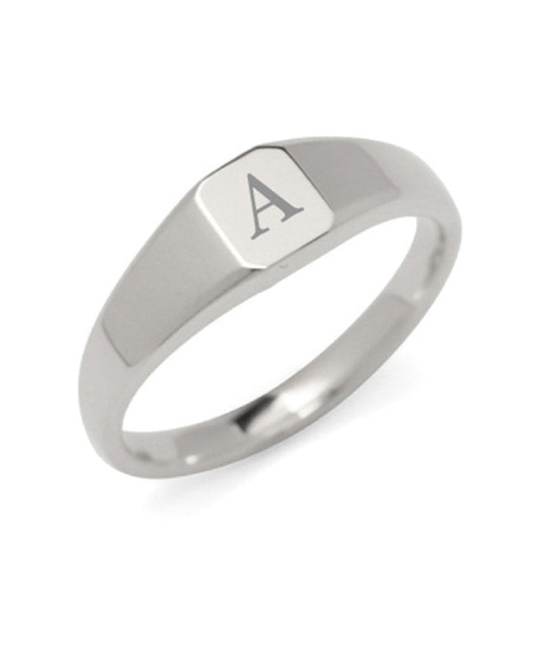 [Initials selectable] Octagon signet ring slim