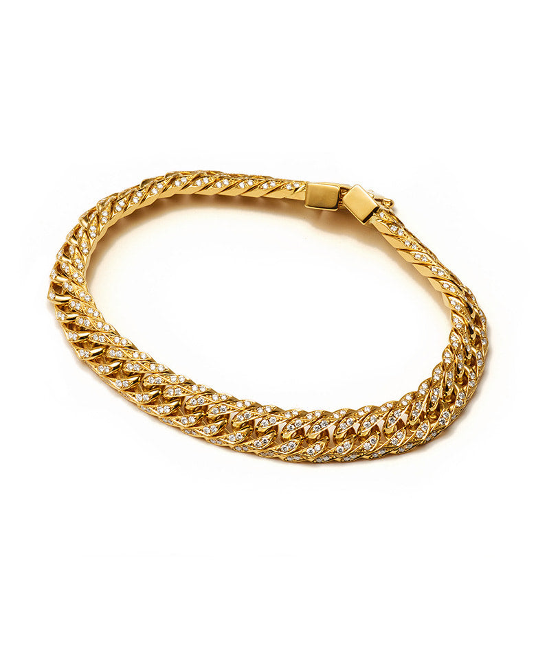 動く！K18 YG 喜平 プチ ダイヤ ブレスレット 14.6ｇ 18.5cm