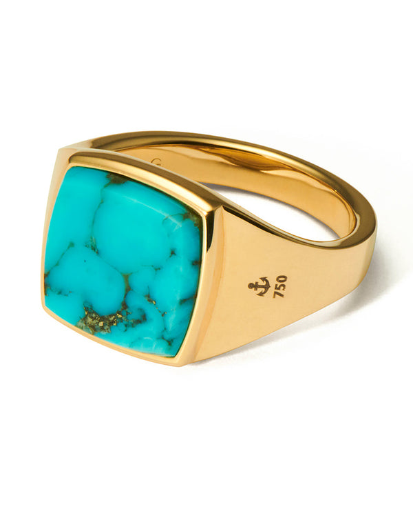 Signet ring (K18YG turquoise)