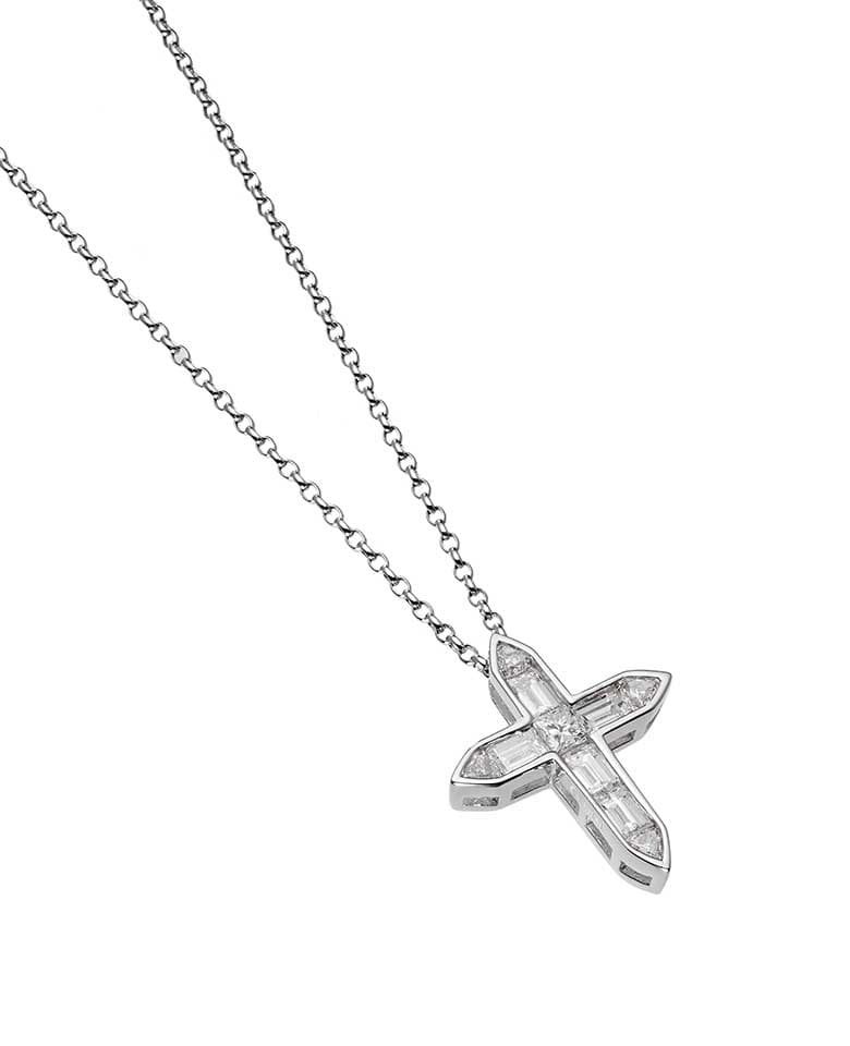 Cross pendant top (K18WG diamond 1.45ct)