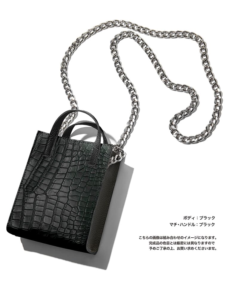【Club LEON別注】クロコ×牛革コンビ チェーン付き