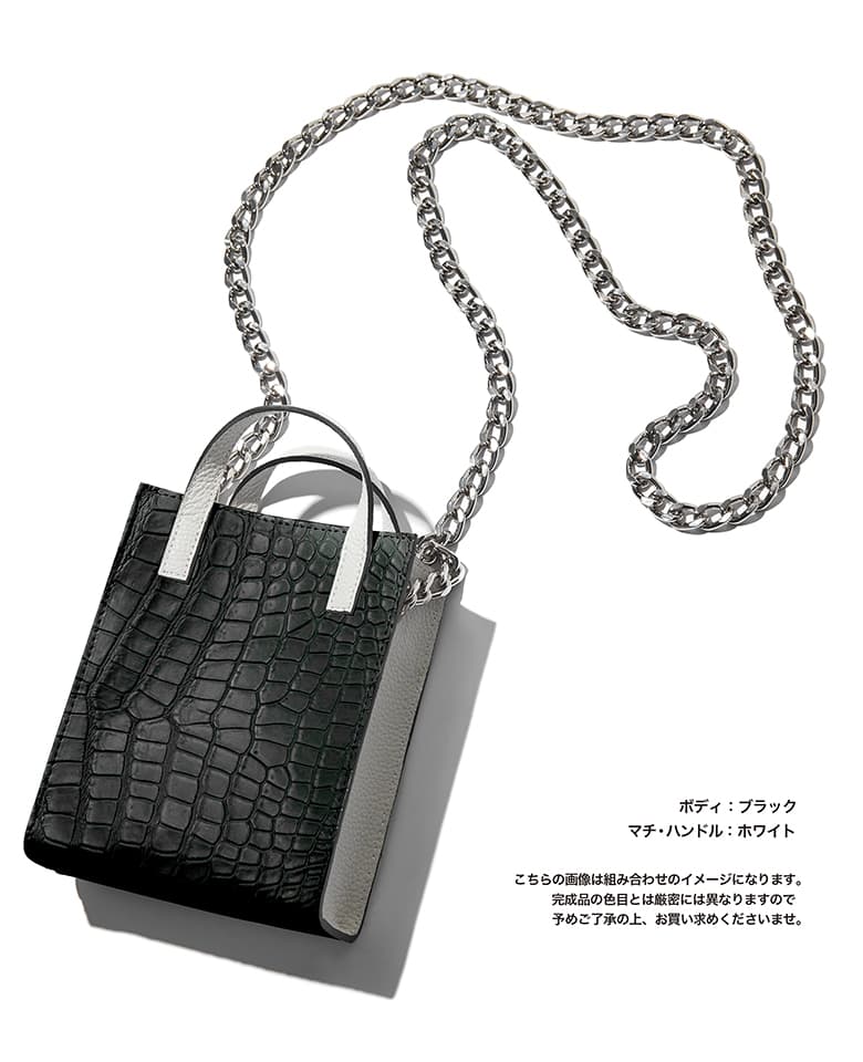 【Club LEON別注】クロコ×牛革コンビ チェーン付き