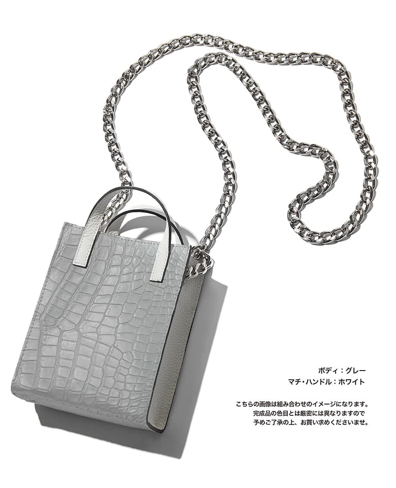【Club LEON別注】クロコ×牛革コンビ チェーン付き