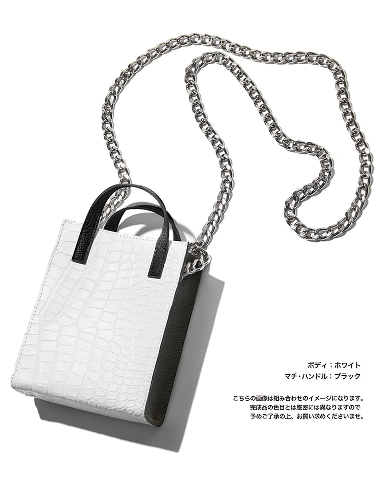 【Club LEON別注】クロコ×牛革コンビ チェーン付き