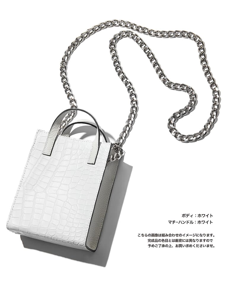 【Club LEON別注】クロコ×牛革コンビ チェーン付き
